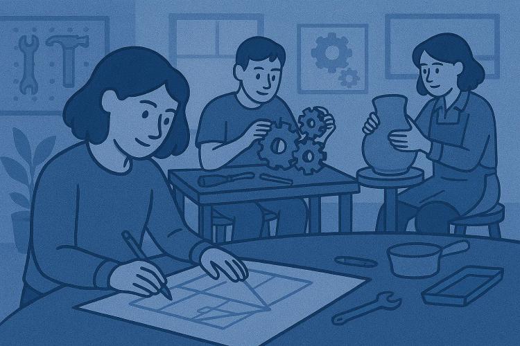 personas trabajando en un taller