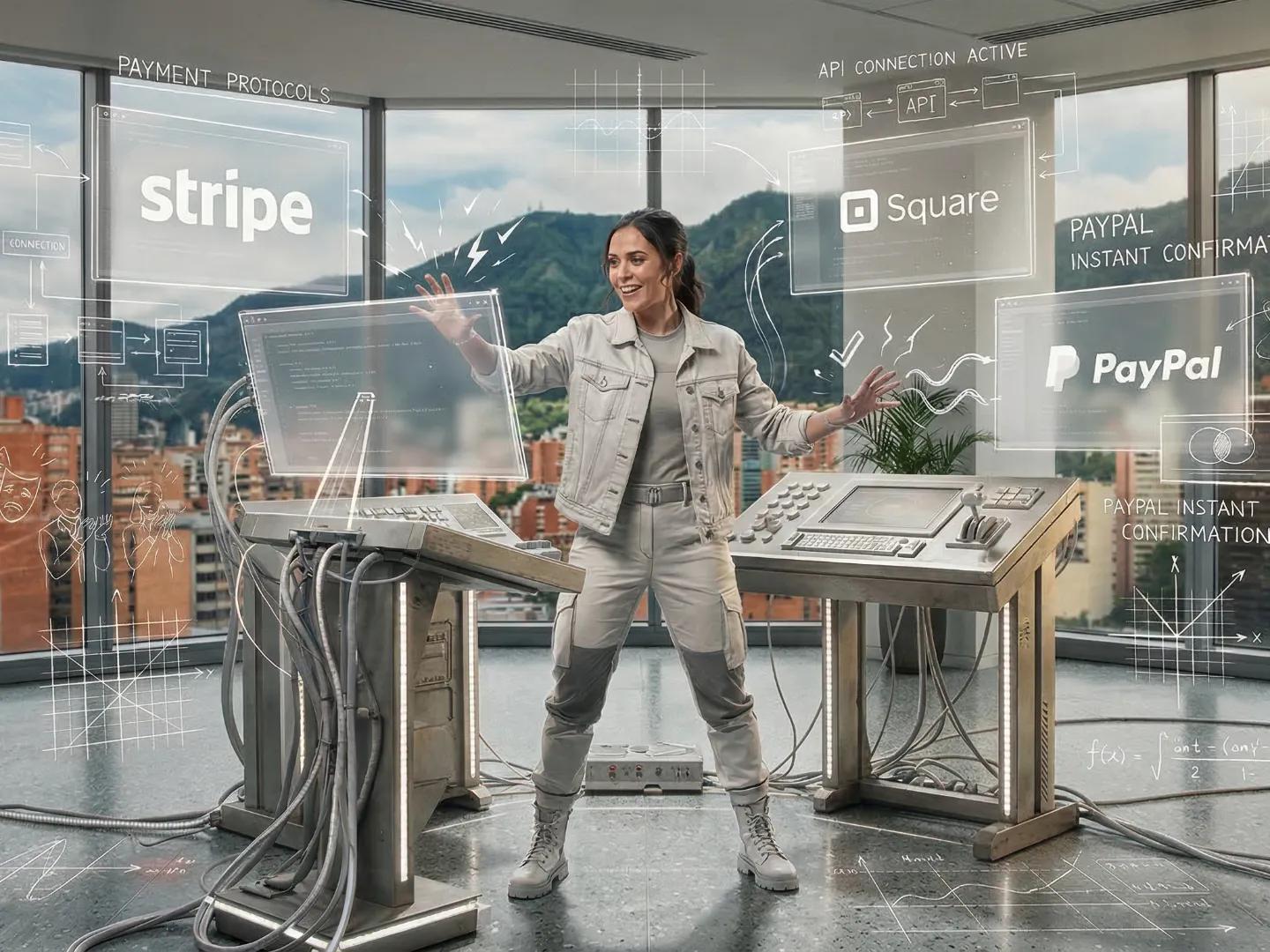 persona de pie mirando los métodos de pago y conectandolos en la plataforma