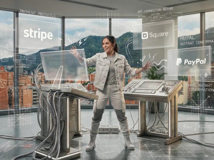 persona de pie mirando los métodos de pago y conectandolos en la plataforma