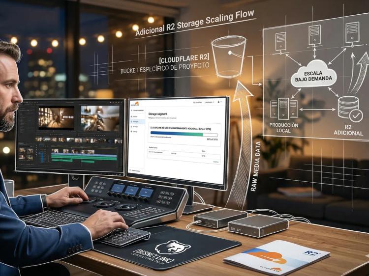 persona editando un video sin almacenamiento